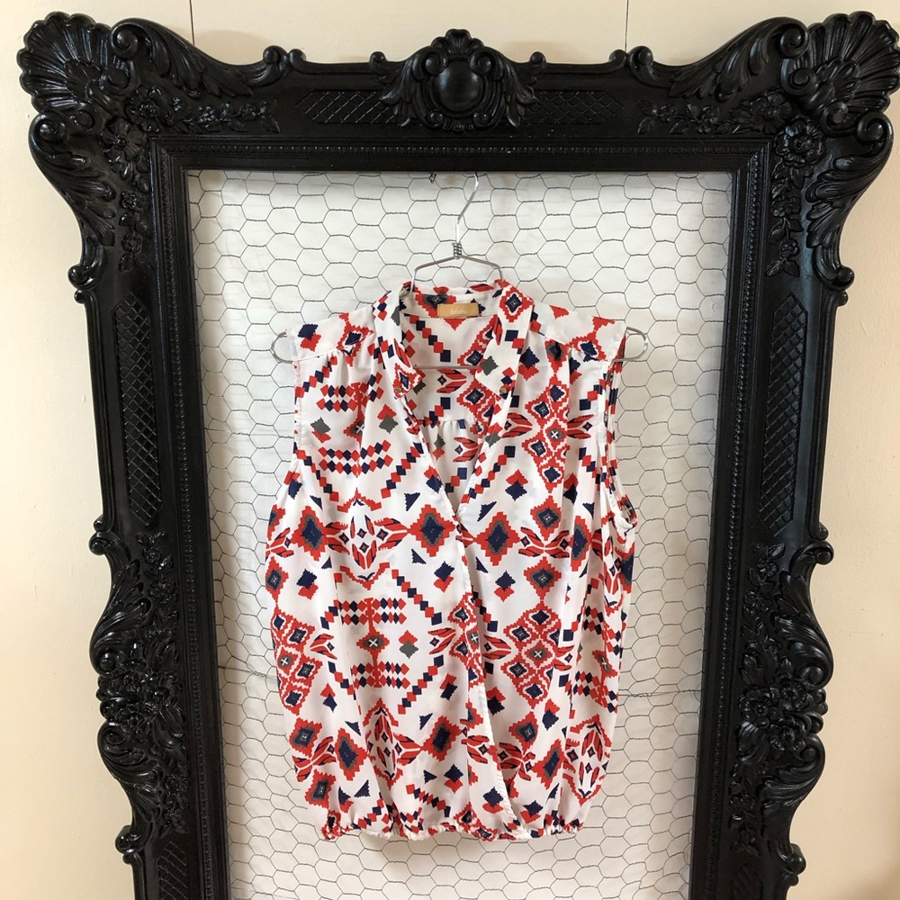 Takara red white and blue blouse.